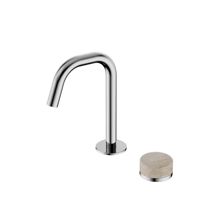 Nero Serenity Progressive Basin Mixer Edge Spout With Rome Travertine Handle Chrome Tapware Nero Default Title