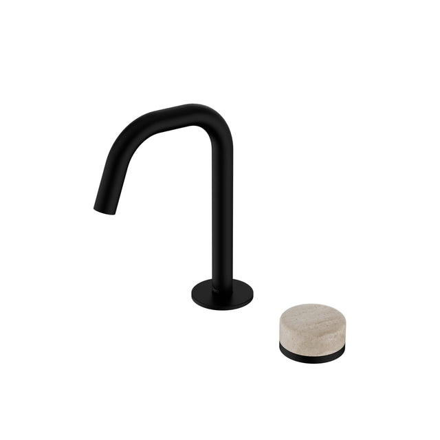Nero Serenity Progressive Basin Mixer Edge Spout With Rome Travertine Handle Matte Black Tapware Nero Default Title