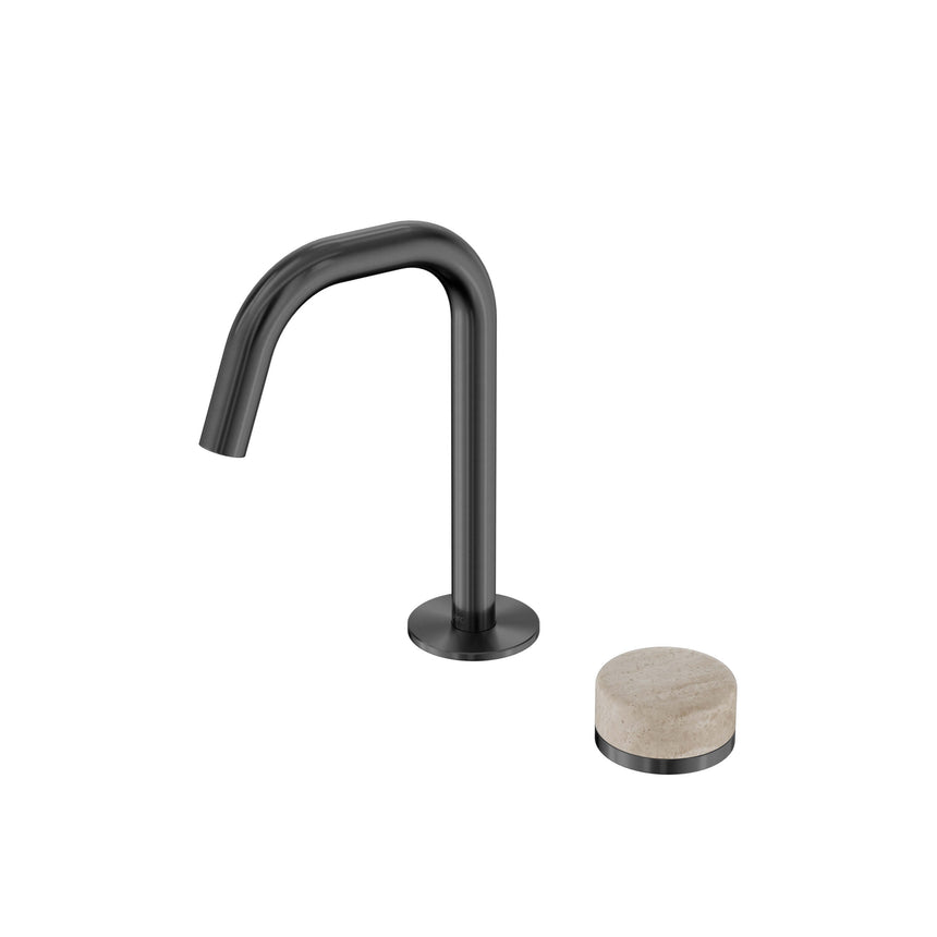 Nero Serenity Progressive Basin Mixer Edge Spout With Rome Travertine Handle Gun Metal Tapware Nero Default Title