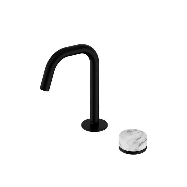 Nero Serenity Progressive Basin Mixer Edge Spout With Arabescato Corchia Handle Matte Black Tapware Nero Default Title