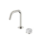 Nero Serenity Progressive Basin Mixer Edge Spout With Arabescato Corchia Handle Brushed Nickel