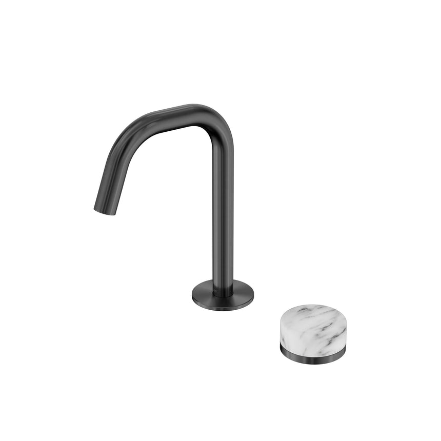 Nero Serenity Progressive Basin Mixer Edge Spout With Arabescato Corchia Handle Gun Metal Tapware Nero Default Title
