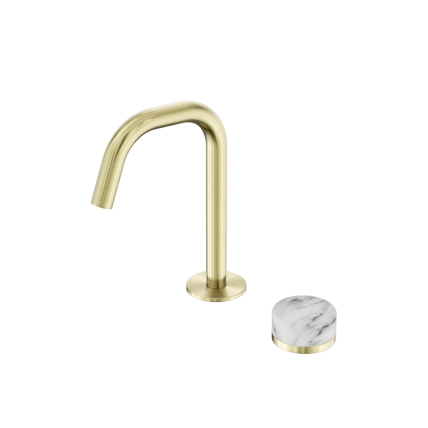 Nero Serenity Progressive Basin Mixer Edge Spout With Arabescato Corchia Handle Brushed Gold Tapware Nero Default Title