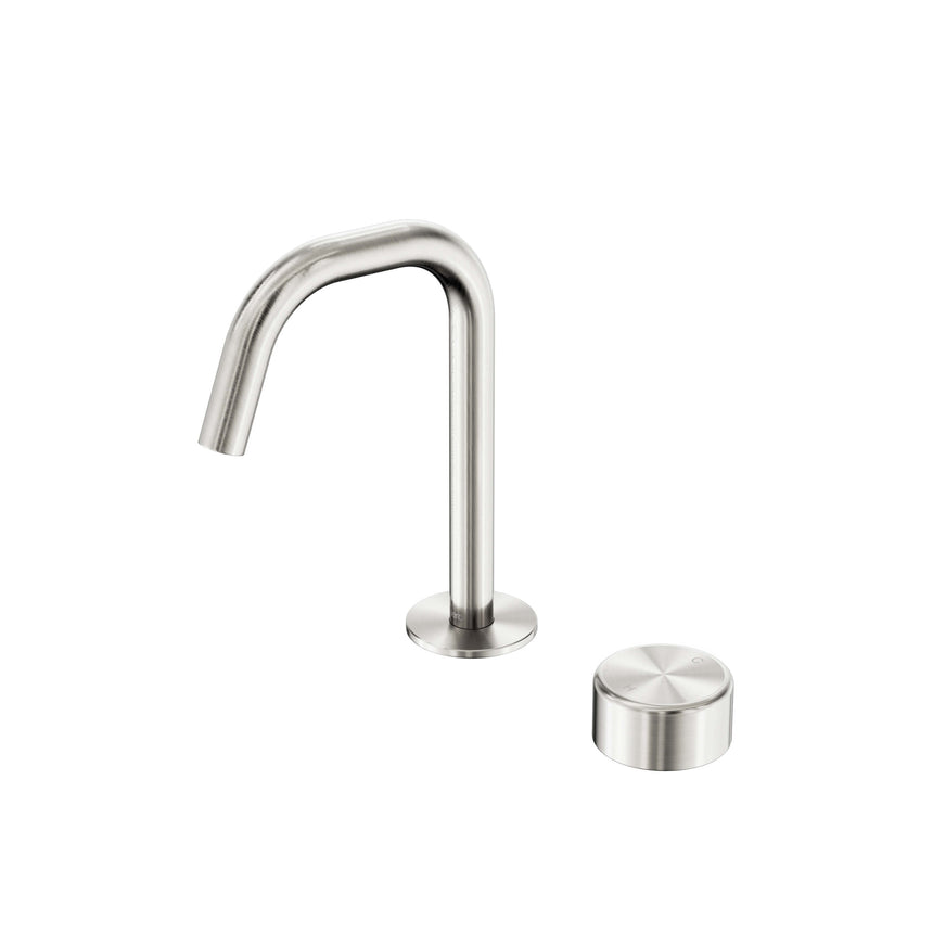 Nero Serenity Progressive Basin Mixer Edge Spout With Metal Handle Brushed Nickel Tapware Nero Default Title