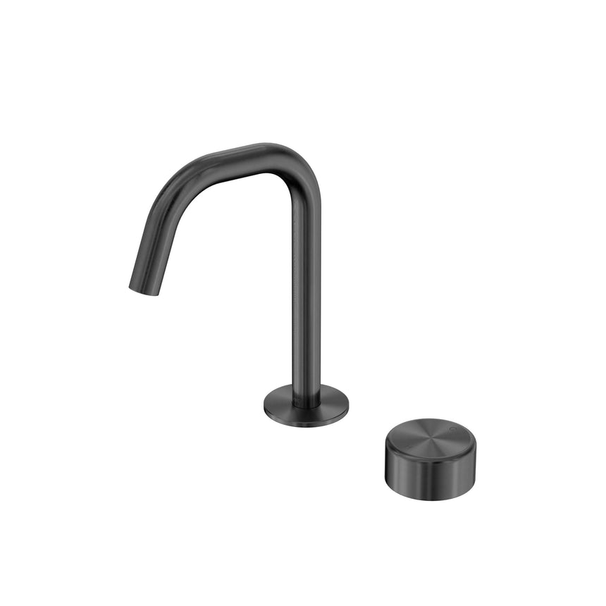 Nero Serenity Progressive Basin Mixer Edge Spout With Metal Handle Gun Metal Tapware Nero Default Title