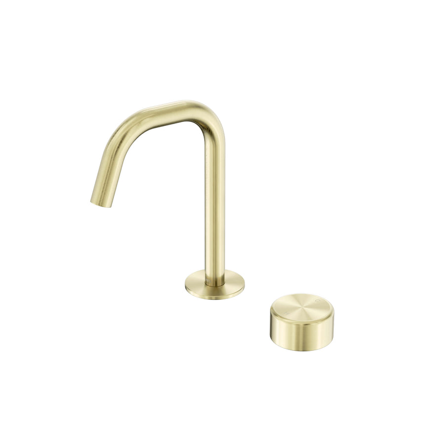 Nero Serenity Progressive Basin Mixer Edge Spout With Metal Handle Brushed Gold Tapware Nero Default Title
