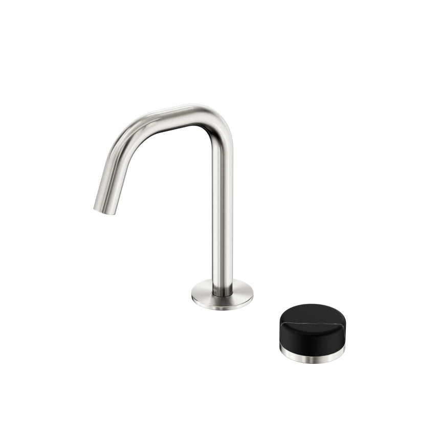 Nero Serenity Progressive Basin Mixer Edge Spout With Marquina Black Handle Brushed Nickel Tapware Nero Default Title