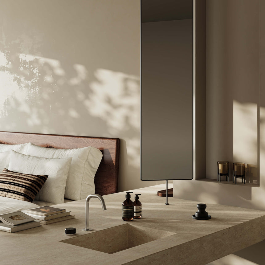 Nero Serenity Progressive Basin Mixer Edge Spout With Marquina Black Handle Brushed Nickel Tapware Nero