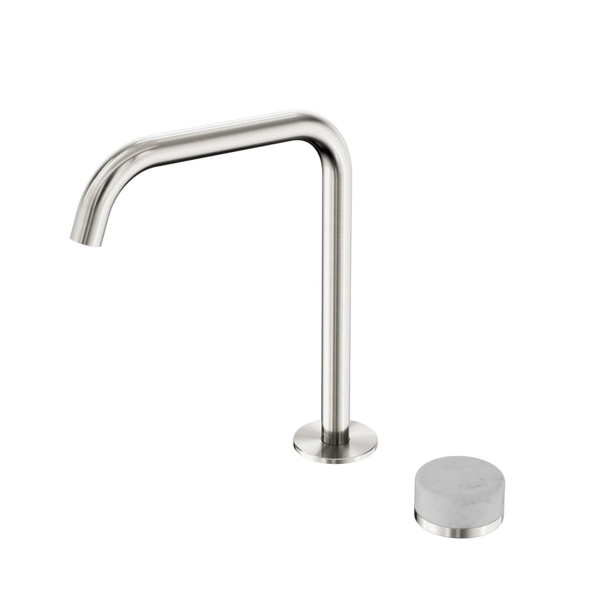 Nero Serenity Progressive Bath/Kitchen Mixer Edge Spout With Carrara Handle Brushed Nickel Tapware Nero Default Title
