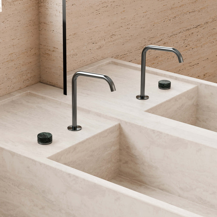 Nero Serenity Progressive Bath/Kitchen Mixer Edge Spout With Verde Alpi Handle Gun Metal Tapware Nero