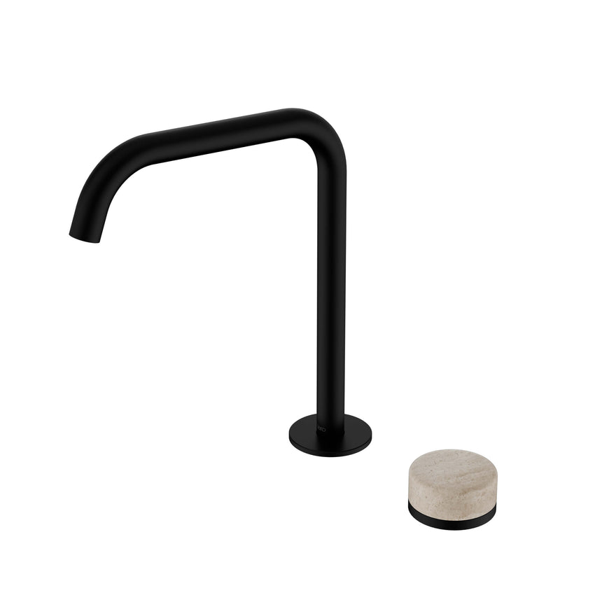 Nero Serenity Progressive Bath/Kitchen Mixer Edge Spout With Rome Travertine Handle Matte Black Tapware Nero Default Title