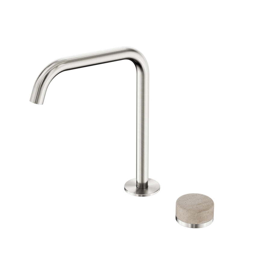 Nero Serenity Progressive Bath/Kitchen Mixer Edge Spout With Rome Travertine Handle Brushed Nickel Tapware Nero Default Title
