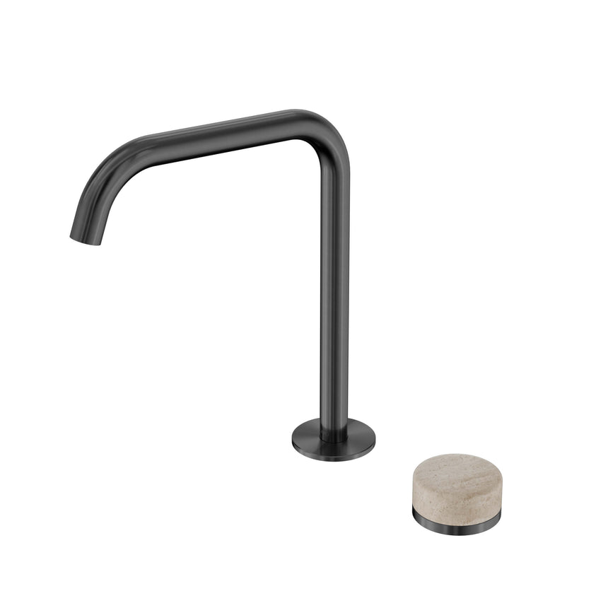 Nero Serenity Progressive Bath/Kitchen Mixer Edge Spout With Rome Travertine Handle Gun Metal Tapware Nero Default Title