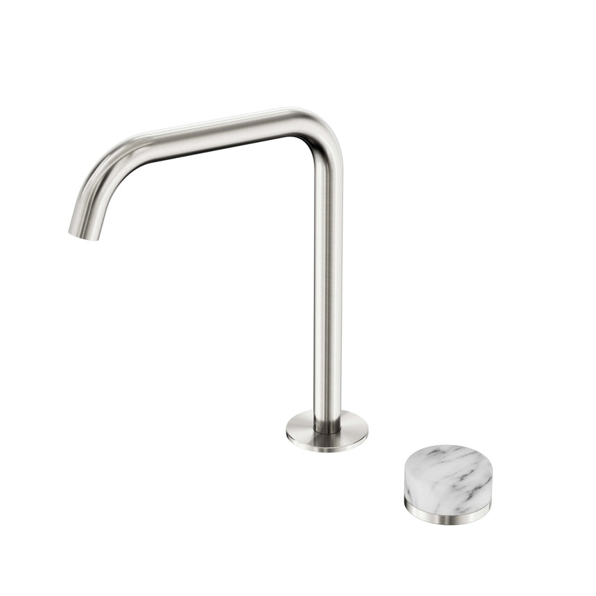 Nero Serenity Progressive Bath/Kitchen Mixer Edge Spout With Arabescato Corchia Handle Brushed Nickel Tapware Nero Default Title