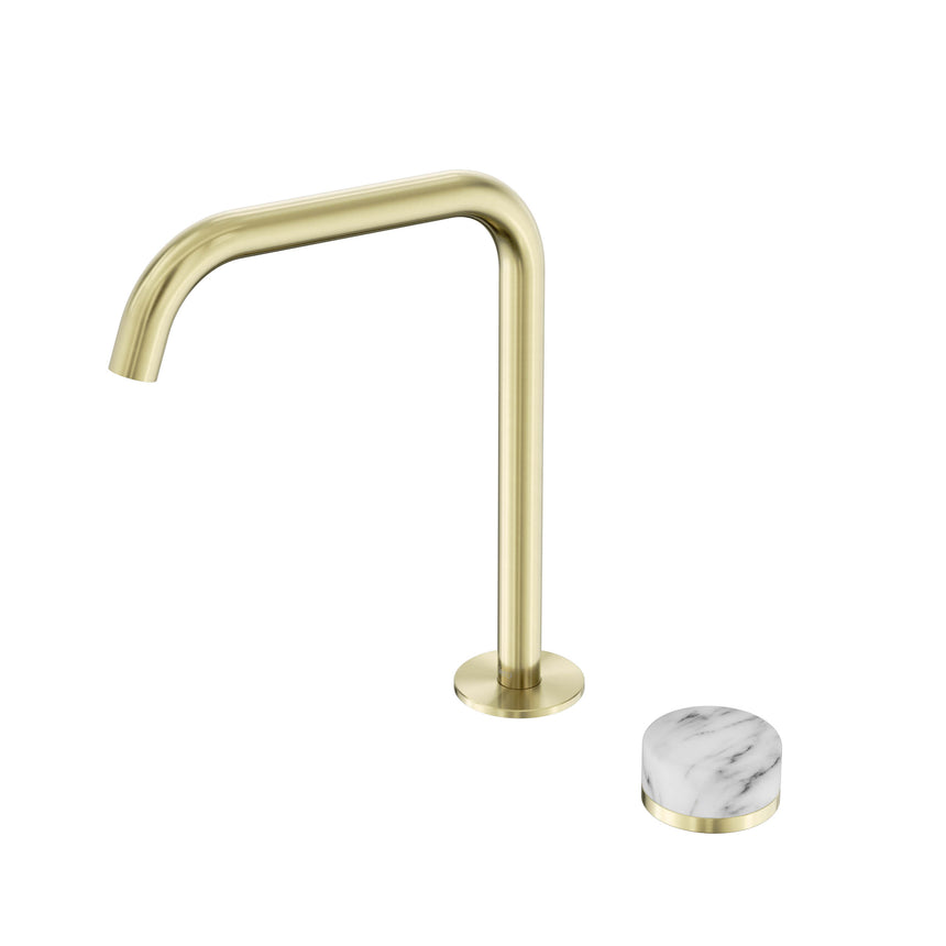 Nero Serenity Progressive Bath/Kitchen Mixer Edge Spout With Arabescato Corchia Handle Brushed Gold Tapware Nero Default Title