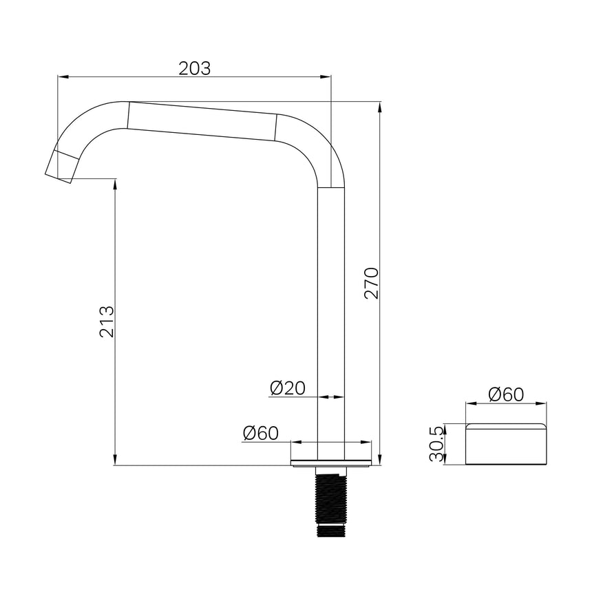 Nero Serenity Progressive Bath/Kitchen Mixer Edge Spout With Metal Handle Brushed Nickel Tapware Nero