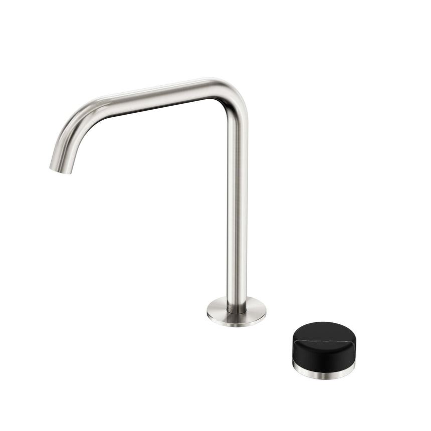 Nero Serenity Progressive Bath/Kitchen Mixer Edge Spout With Marquina Black Handle Brushed Nickel Tapware Nero Default Title
