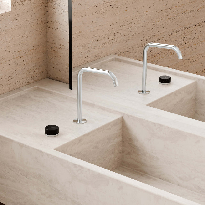 Nero Serenity Progressive Bath/Kitchen Mixer Edge Spout With Marquina Black Handle Brushed Nickel Tapware Nero