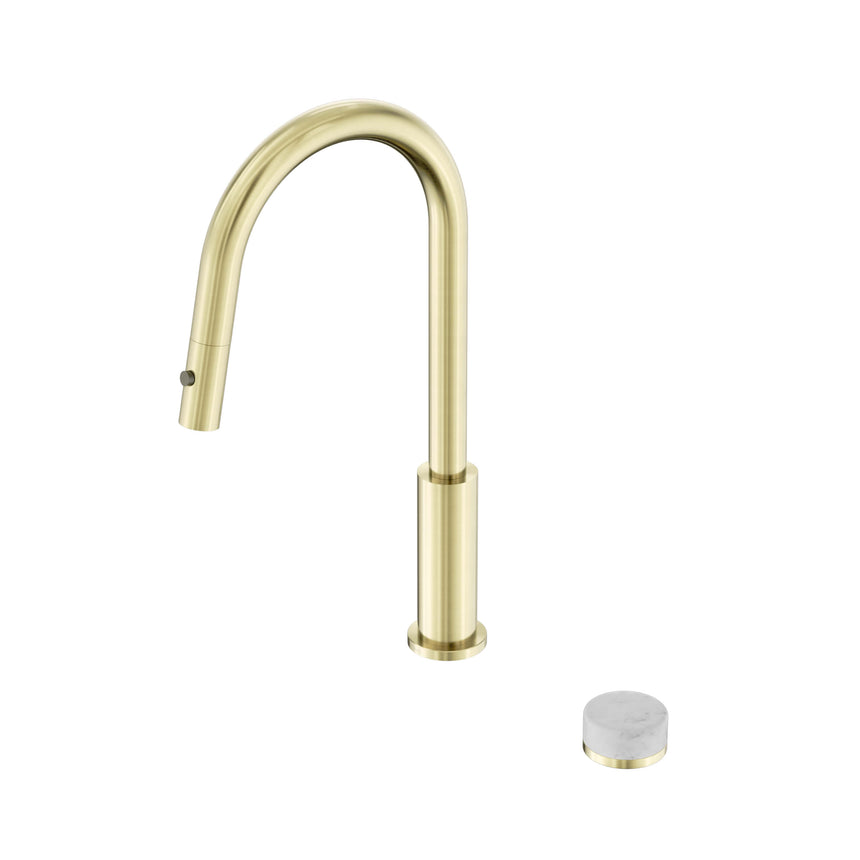 Nero Serenity Progressive Pull Out kitchen Set With Carrara Handle Brushed Gold Tapware Nero Default Title