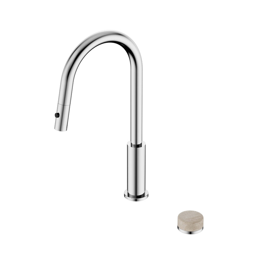 Nero Serenity Progressive Pull Out kitchen Set With Rome Travertine Handle Chrome Tapware Nero Default Title