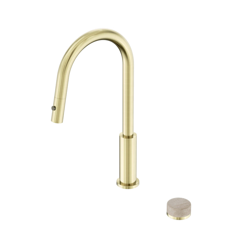 Nero Serenity Progressive Pull Out kitchen Set With Rome Travertine Handle Brushed Gold Tapware Nero Default Title