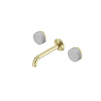 Nero Serenity Wall Basin Set 160mm Spout With Carrara Handle Brushed Gold