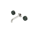 Nero Serenity Wall Basin Set 160mm Spout With Verde Alpi Handle Brushed Nickel