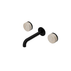 Nero Serenity Wall Basin Set 160mm Spout With Rome Travertine Handle Matte Black