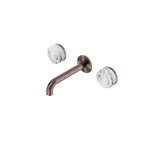 Nero Serenity Wall Basin Set 160mm Spout With Arabescato Corchia Handle Brushed Bronze