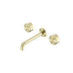 Nero Serenity Wall Basin Set 160mm Spout With Metal Handle Brushed Gold