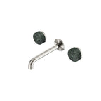 Nero Serenity Wall Basin Set 185mm Spout With Verde Alpi Handle Brushed Nickel