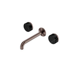 Nero Serenity Wall Basin Set 185mm Spout With Marquina Black Handle Brushed Bronze