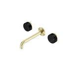 Nero Serenity Wall Basin Set 185mm Spout With Marquina Black Handle Brushed Gold