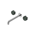 Nero Serenity Wall Basin Set 220mm Spout With Verde Alpi Handle Chrome