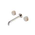Nero Serenity Wall Basin Set 220mm Spout With Rome Travertine Handle Brushed Nickel