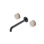 Nero Serenity Wall Basin Set 220mm Spout With Rome Travertine Handle Gun Metal