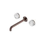 Nero Serenity Wall Basin Set 220mm Spout With Arabescato Corchia Handle Brushed Bronze