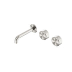 Nero Serenity Wall Basin Set 160mm Offset Spout With Metal Handle Brushed Nickel