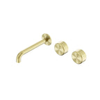 Nero Serenity Wall Basin Set 185mm Offset Spout With Metal Handle Brushed Gold
