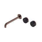 Nero Serenity Wall Basin Set 220mm Offset Spout With Carrara Handle Brushed Bronze
