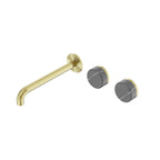 Nero Serenity Wall Basin Set 220mm Offset Spout With Carrara Handle Brushed Gold