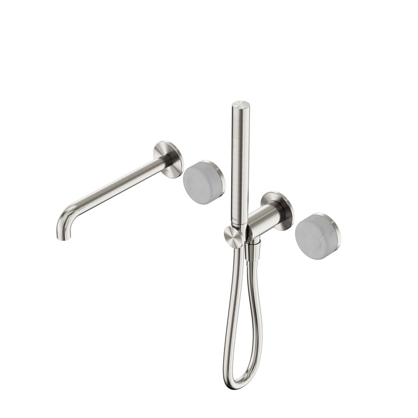 Nero Serenity Progressive Shower System With Spout With Carrara Handle And Slim Shower Brushed Nickel Tapware Nero Default Title