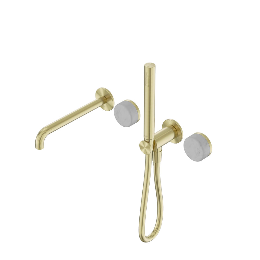 Nero Serenity Progressive Shower System With Spout With Carrara Handle And Slim Shower Brushed Gold Tapware Nero Default Title