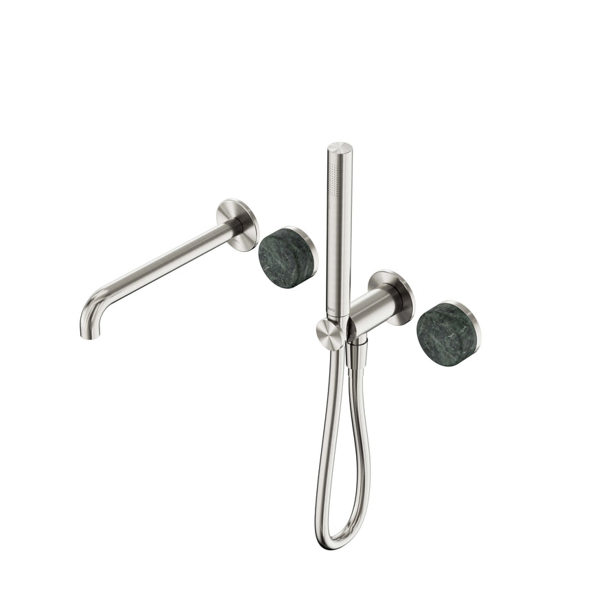 Nero Serenity Progressive Shower System With Spout With Verde Alpi Handle And Slim Shower Brushed Nickel Tapware Nero Default Title