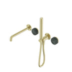 Nero Serenity Progressive Shower System With Spout With Verde Alpi Handle And Slim Shower Brushed Gold