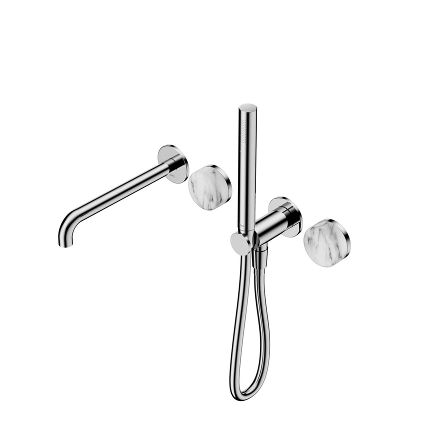 Nero Serenity Progressive Shower System With Spout With Arabescato Corchia Handle And Slim Shower Chrome Tapware Nero Default Title