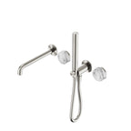 Nero Serenity Progressive Shower System With Spout With Arabescato Corchia Handle And Slim Shower Brushed Nickel
