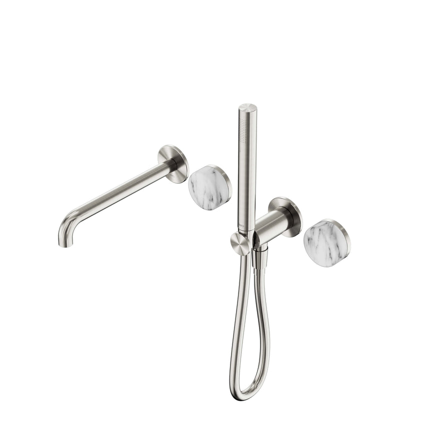 Nero Serenity Progressive Shower System With Spout With Arabescato Corchia Handle And Slim Shower Brushed Nickel Tapware Nero Default Title