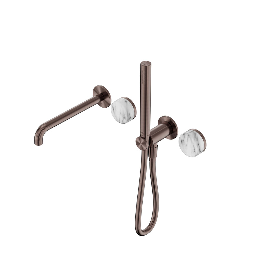 Nero Serenity Progressive Shower System With Spout With Arabescato Corchia Handle And Slim Shower Brushed Bronze Tapware Nero Default Title