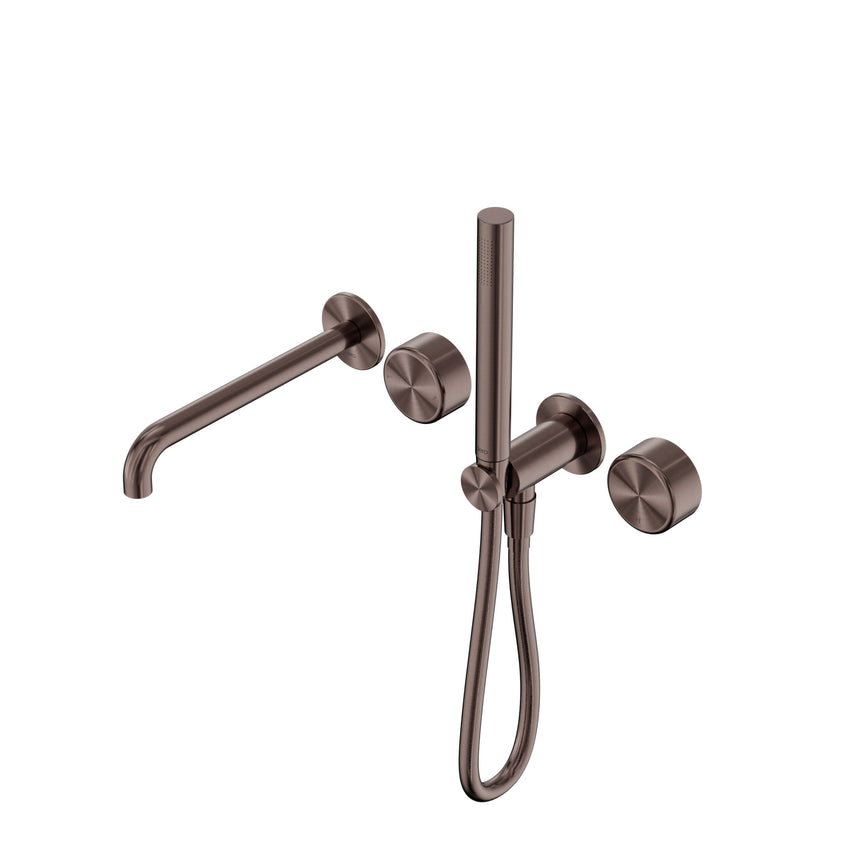 Nero Serenity Progressive Shower System With Spout With Metal Handle And Slim Shower Brushed Bronze Tapware Nero Default Title